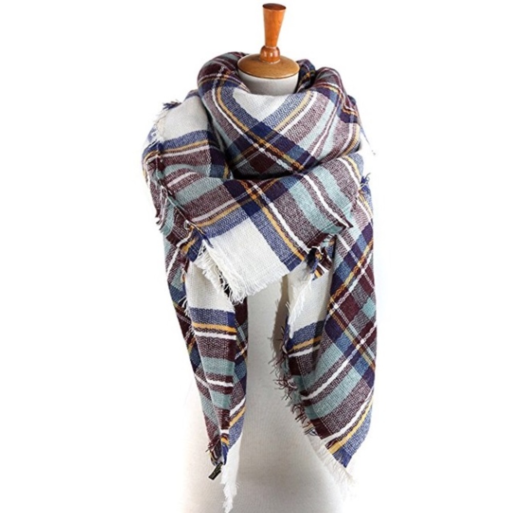 Ultra Plush Multicolor Plaid Blanket Scarf - Picture 4 of 6