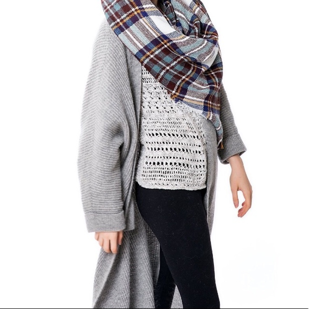 Ultra Plush Multicolor Plaid Blanket Scarf - Picture 6 of 6