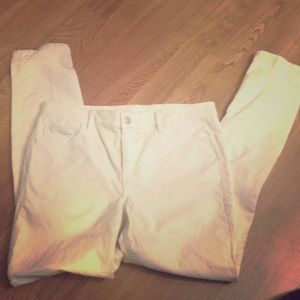 LOFT cream color corduroy skinny pants.
