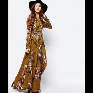 Free People First Kiss Golden Maxi Dress S 4-6