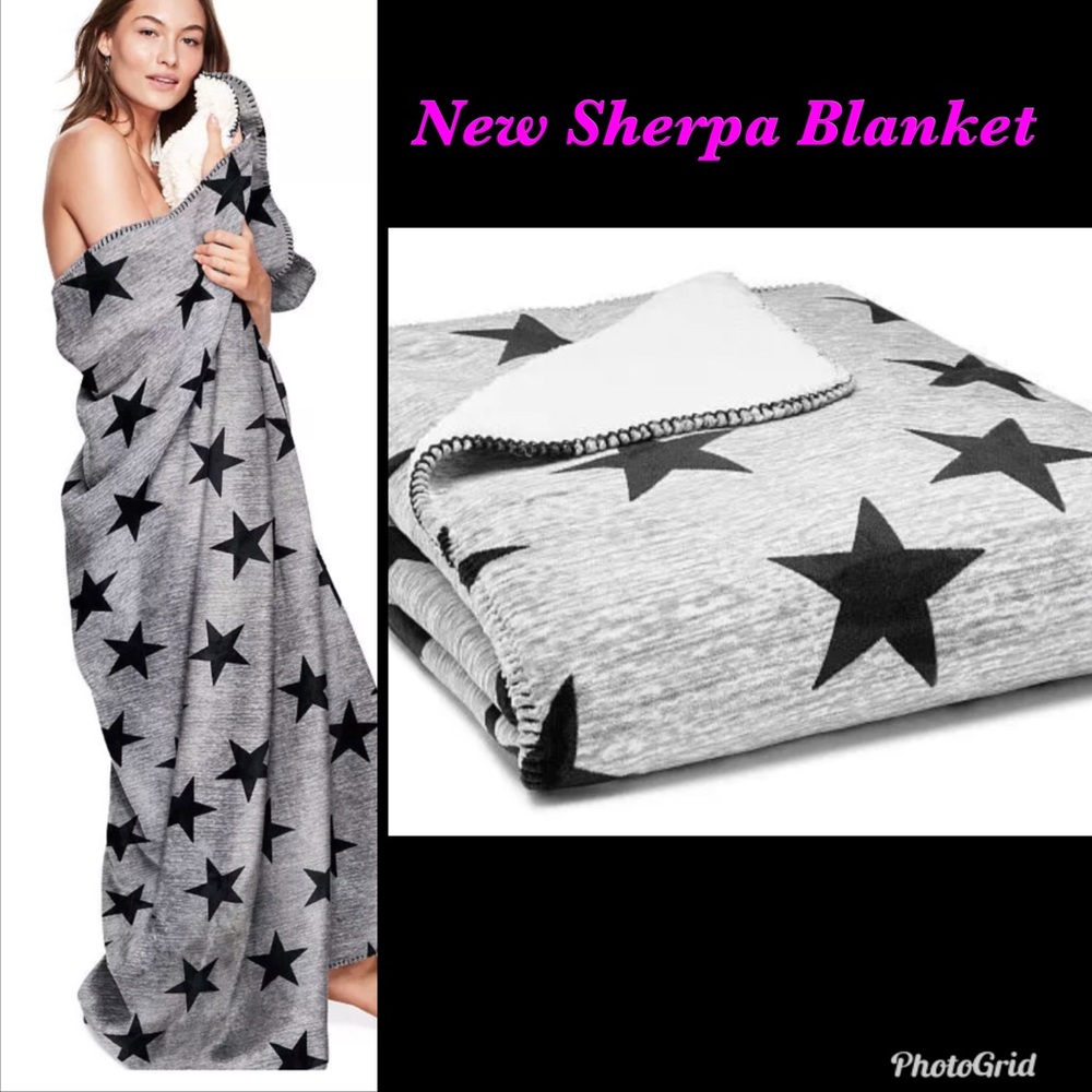 Victoria's Secret Pink Sherpa Blanket Star New