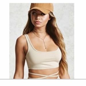 Nude Lace-Up Crop Top Forever 21