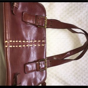 EUC brown leather shoulder bag