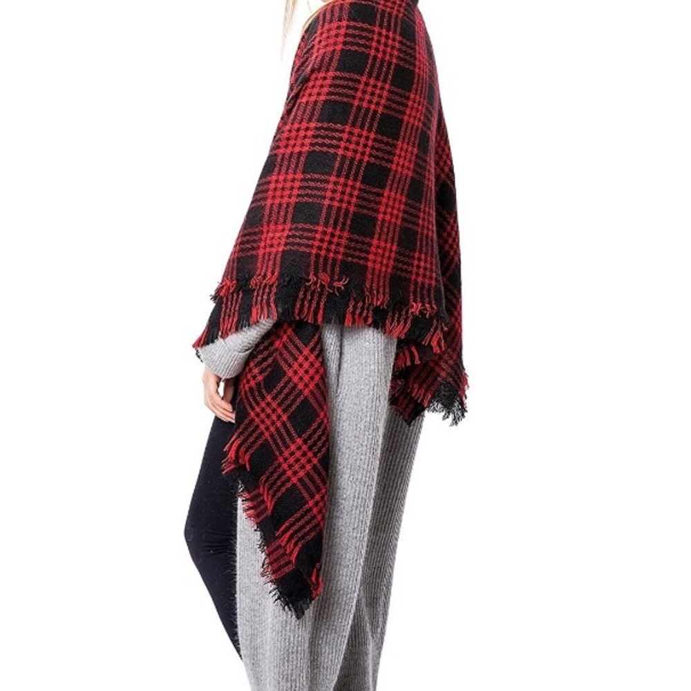 Black and Red Ultra Plush Plaid Blanket Scarf - Picture 3 of 3