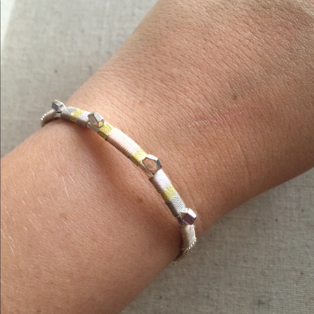 Stella & Dot silver studded and fabric cuff