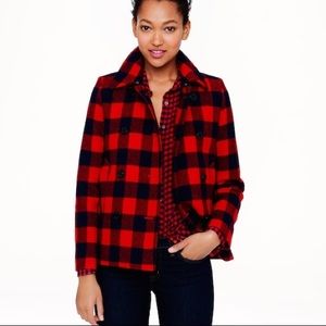 J. Crew buffalo check wool pea coat