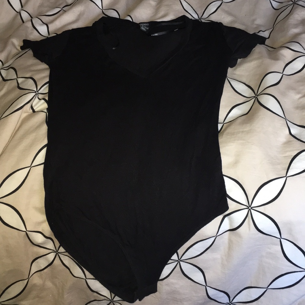 Black vneck bodysuit