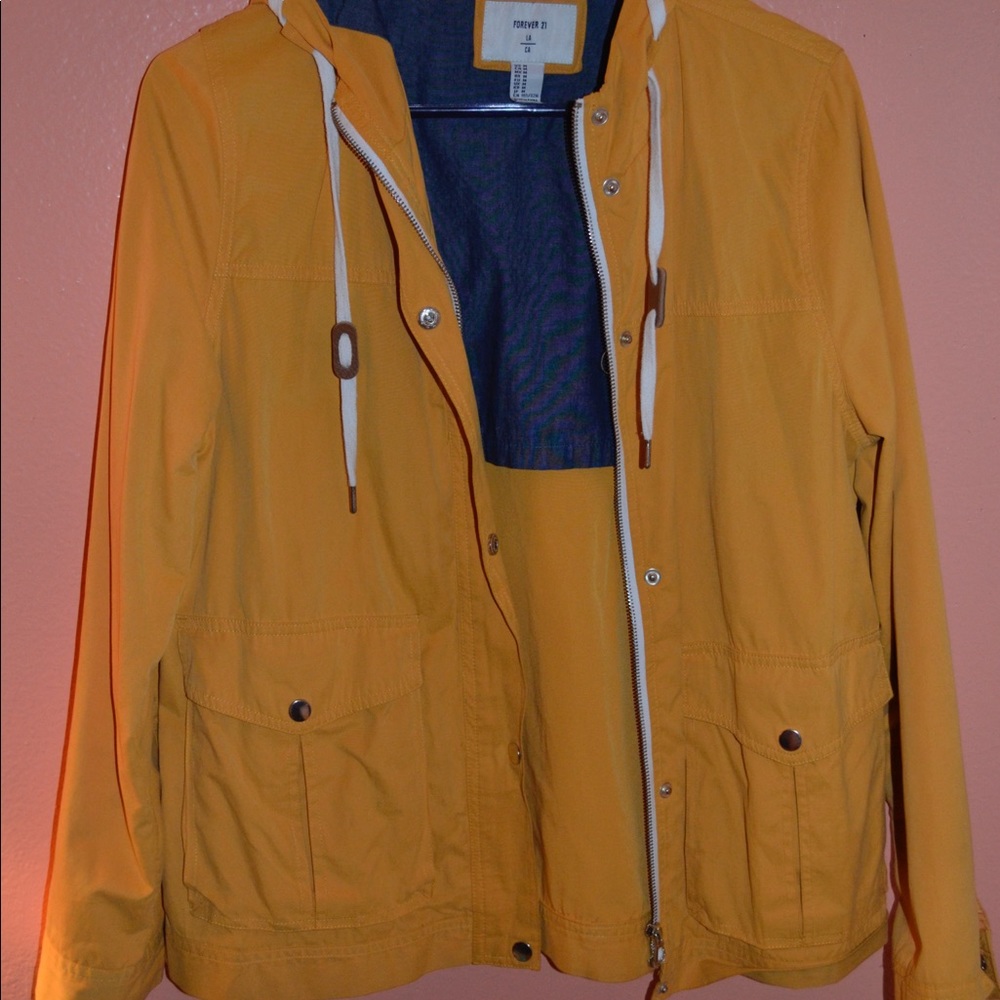•yellow rain jacket •