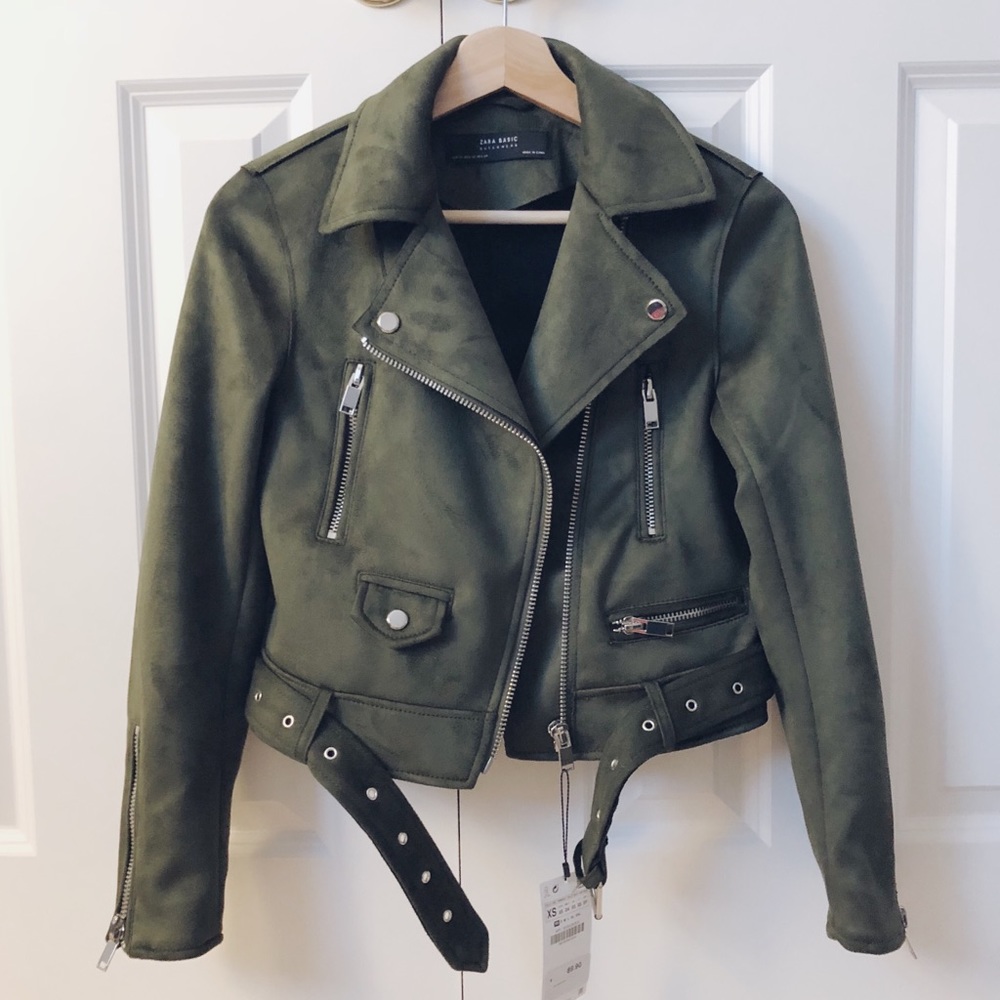 Zara Suede Zippered Moto Jacket
