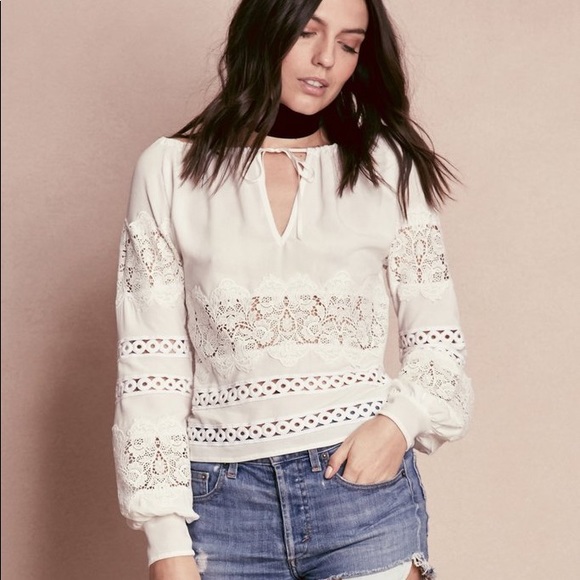 🆕 For Love & Lemons Ivory Hayley Crochet Blouse - Picture 2 of 5