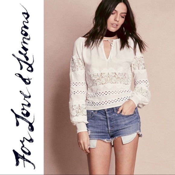 For Love And Lemons Tops - 🆕 For Love & Lemons Ivory Hayley Crochet Blouse