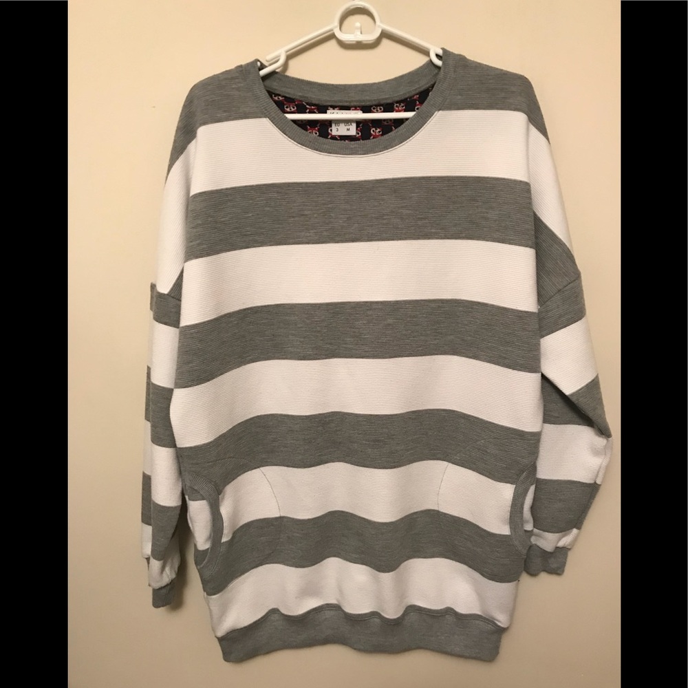 KLING grey and white striped sweatshirt