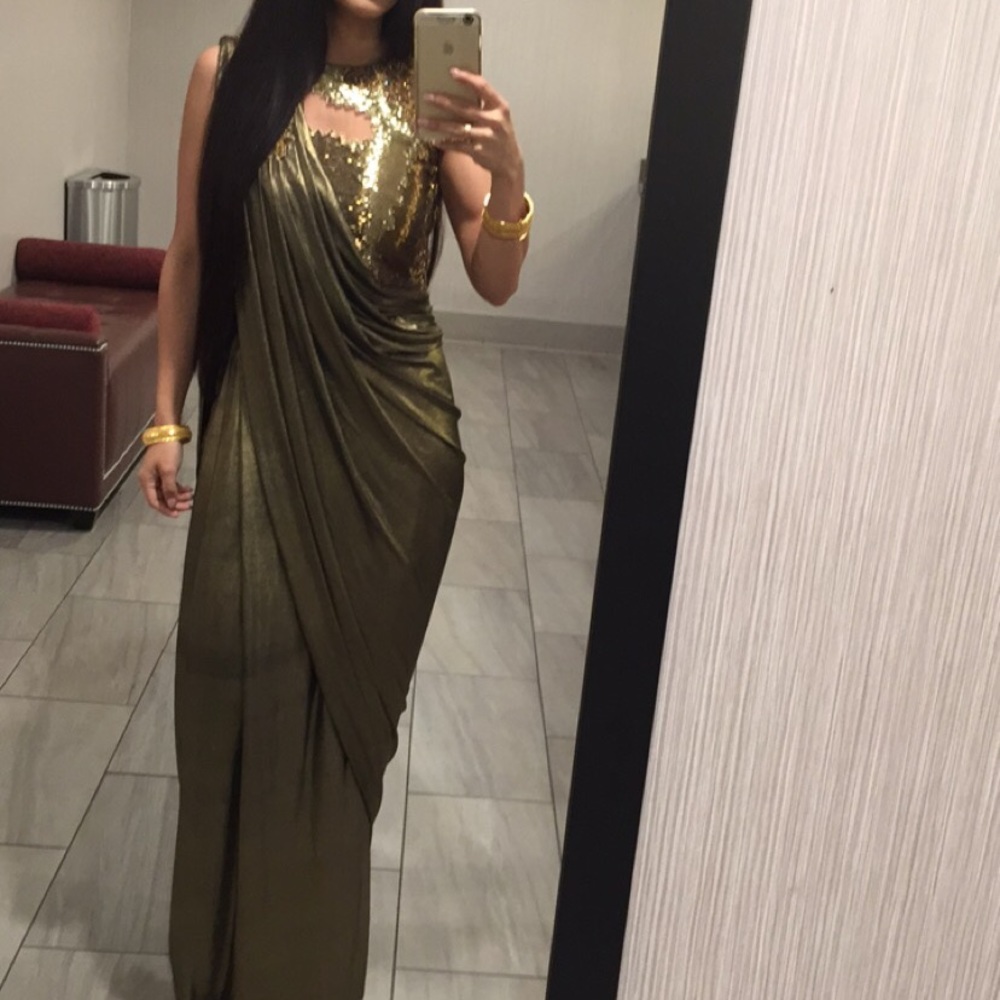Indian dress Bridal Metallic sari bronze