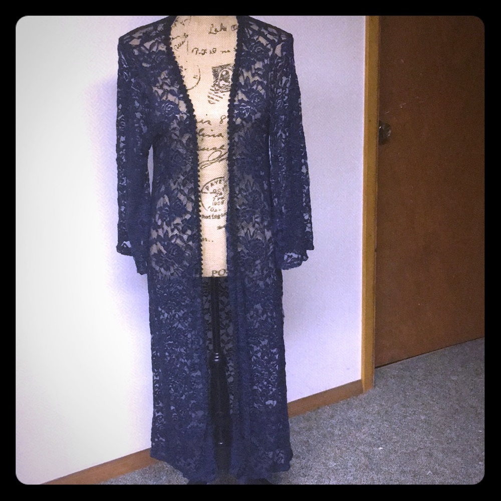 Honey & Lace Navy Lace Duster 2XL