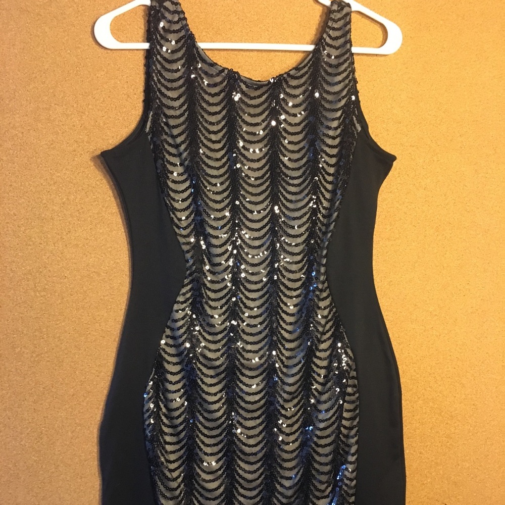Elegant black sequin dress