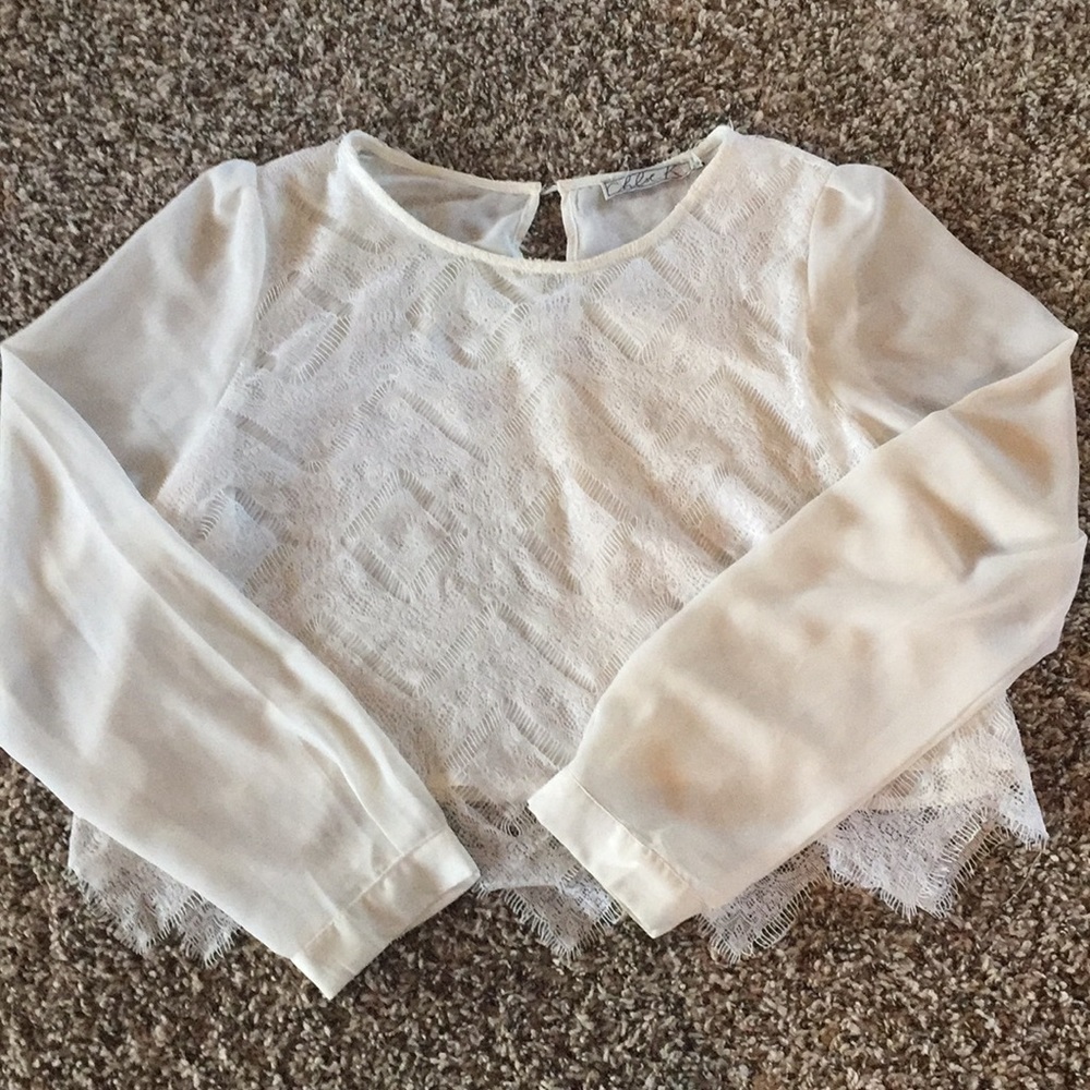Khloe K lace long sleeve crop top - Picture 2 of 3