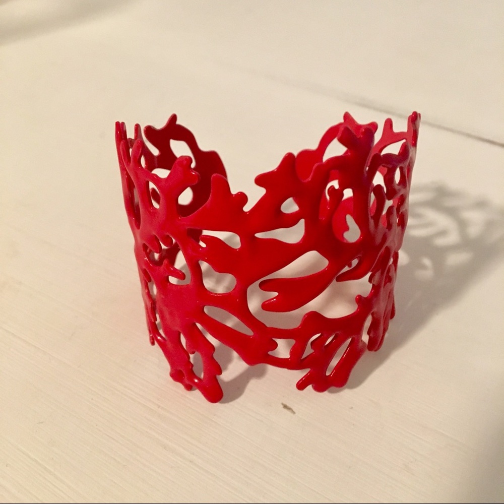 Bright Red Coral Cuff