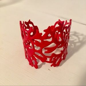 Bright Red Coral Cuff