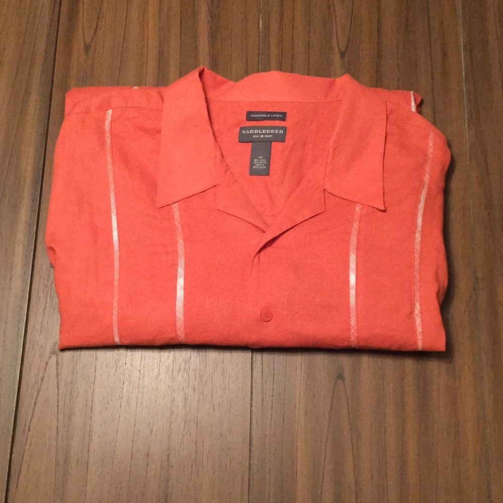 Saddlebred Big Man Linen Short Sleeve Button Down