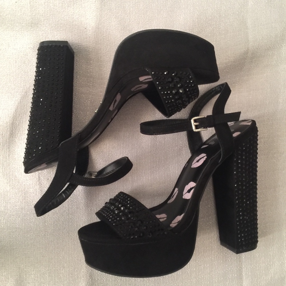 Juicy Couture Trice Black Rhinestone Platform