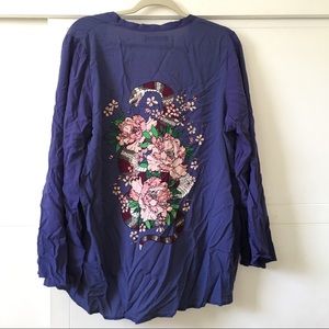 Blue Kimono w/ Snake graphic | CottonOn