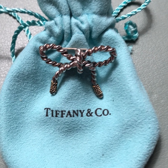 Tiffany & Co. Sterling Silver and 18k Bow Pin - Picture 1 of 4