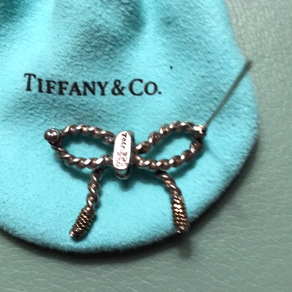 Tiffany & Co. Sterling Silver and 18k Bow Pin - Picture 2 of 4