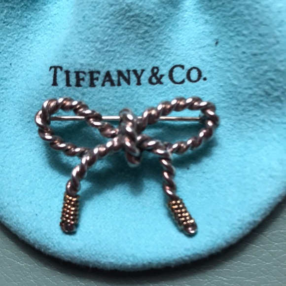 Tiffany & Co. Sterling Silver and 18k Bow Pin - Picture 3 of 4