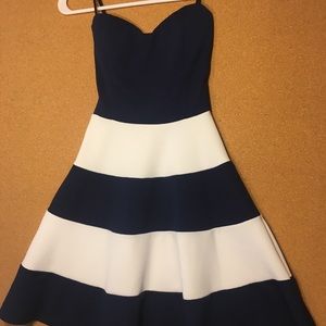 Navy blue and white dress