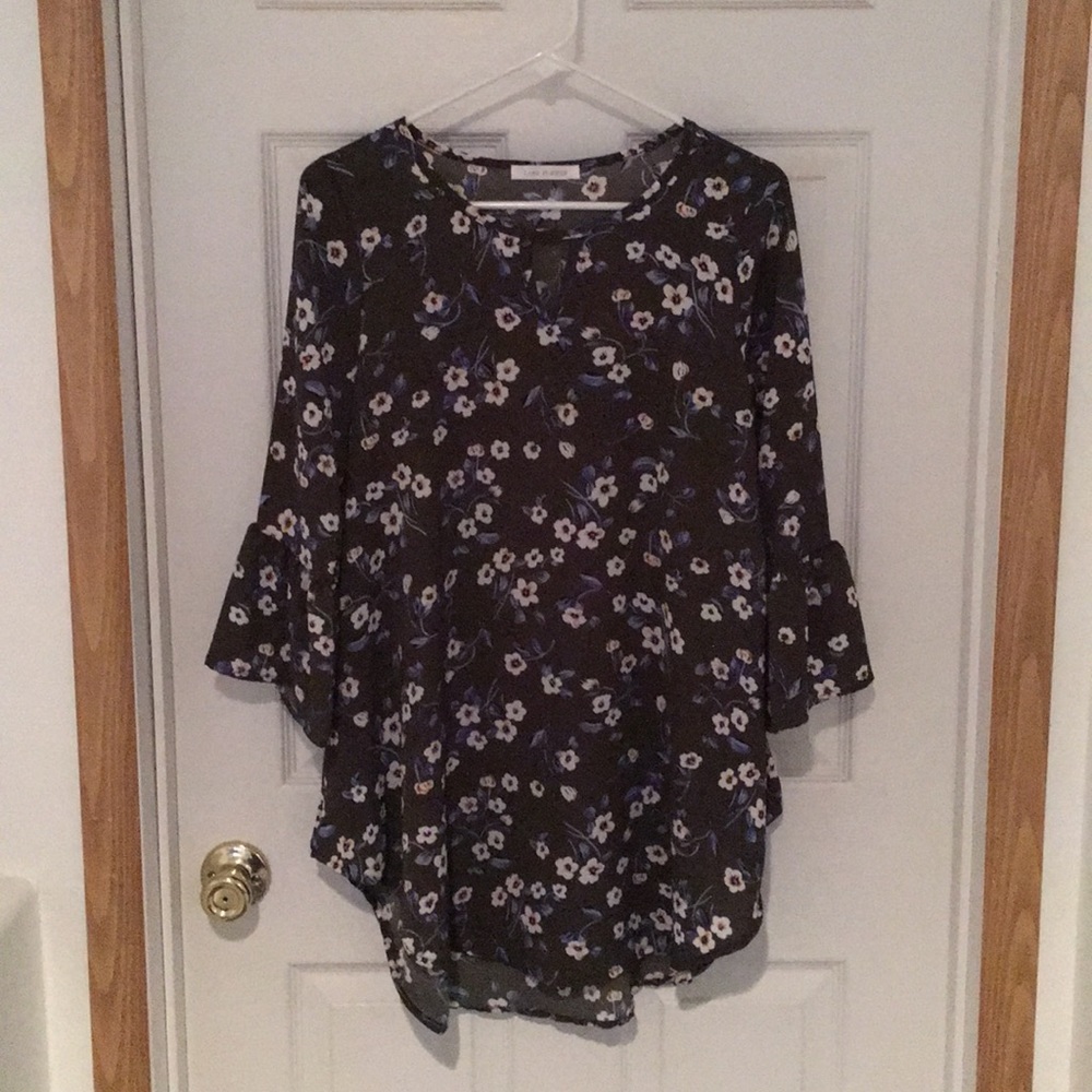 Olive green floral tunic.