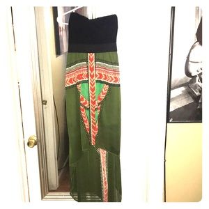 Fun, strapless maxi dress.