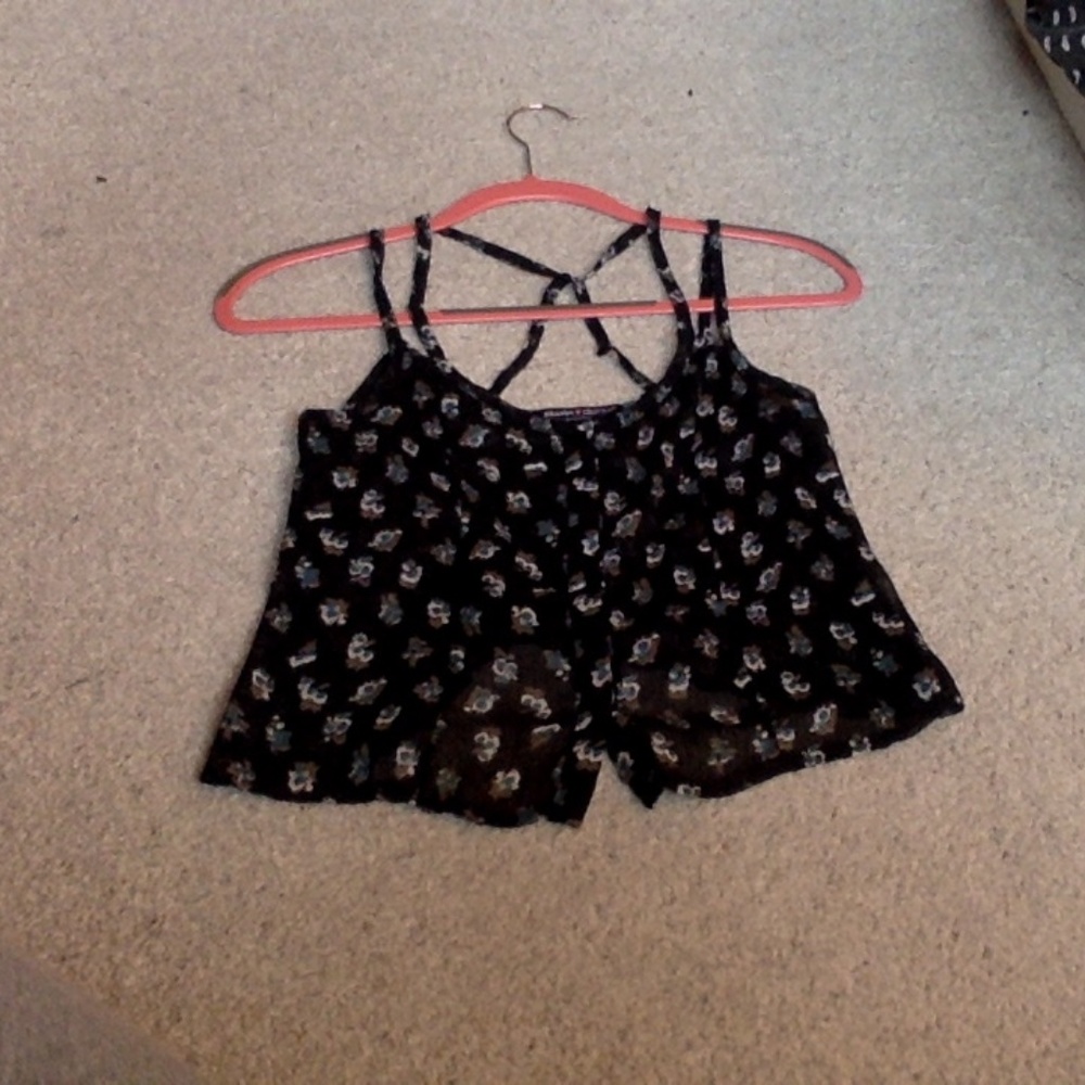 Floral Cropped Brandy Melville Cross Back Top
