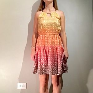 Cynthia Steffe bright pattern silk dress
