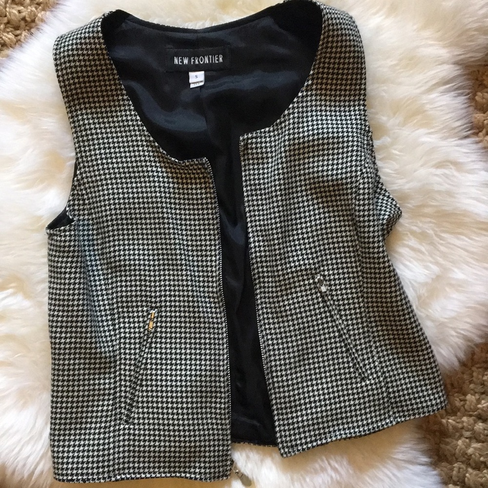 Vintage black and white checkered vest