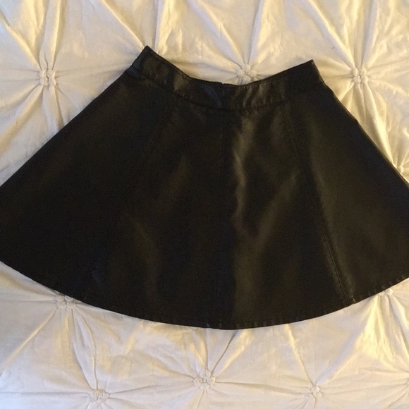 H&M Dresses & Skirts - Vegan Leather High-Waisted Black Skater Skirt