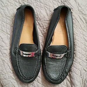 Coach black leather loafers
