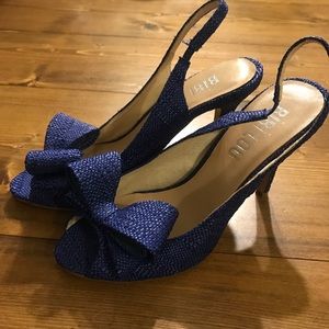 Bibi Lou Navy Sling Backs with Bow
