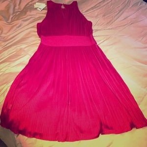 Banana Republic Magenta Pleated Swing Dress - 12P