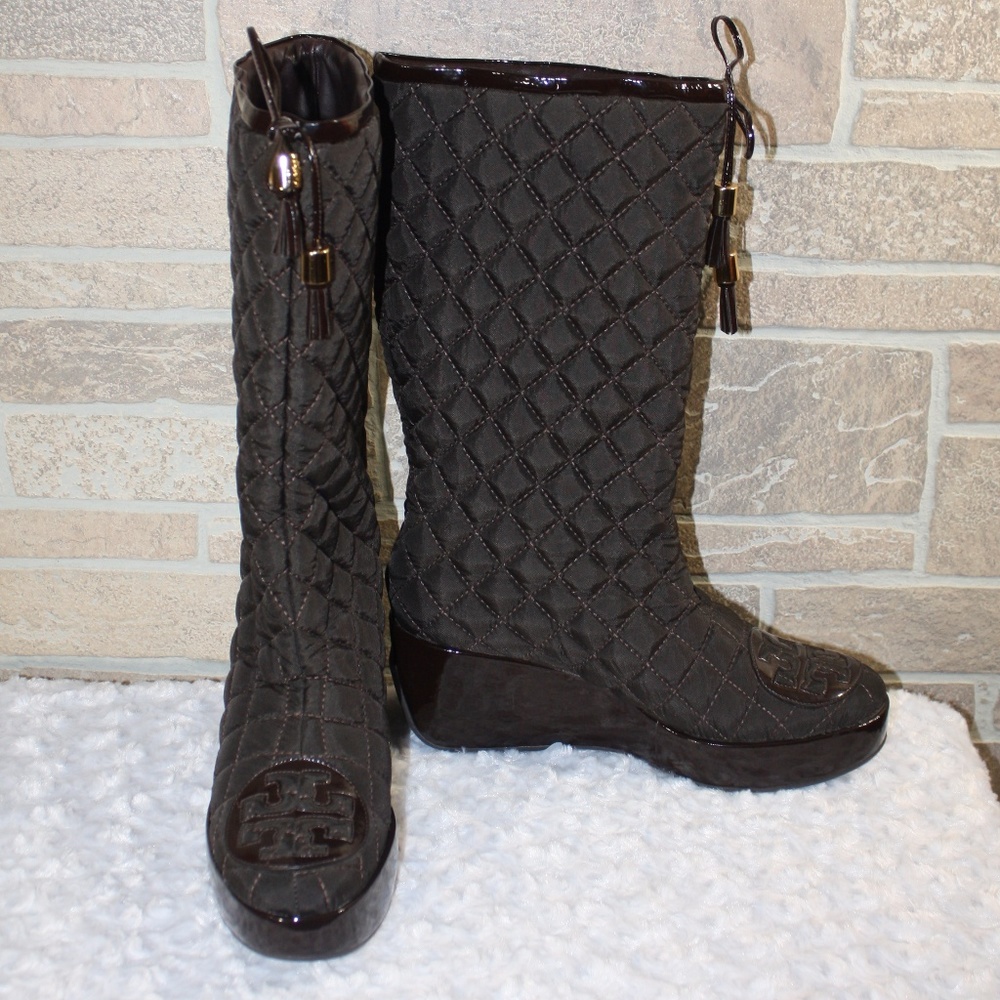 NEW! Tory Burch Quilted Brown Snow Boots Size 10 - Picture 2 of 6
