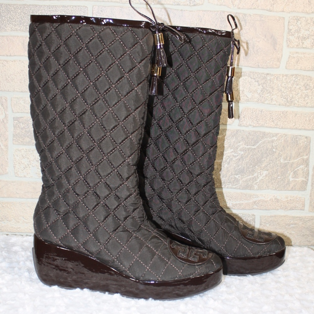 NEW! Tory Burch Quilted Brown Snow Boots Size 10 - Picture 4 of 6