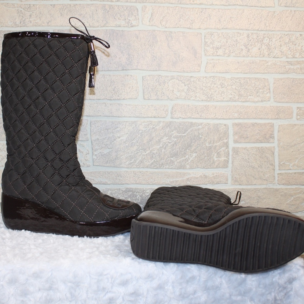 NEW! Tory Burch Quilted Brown Snow Boots Size 10 - Picture 5 of 6