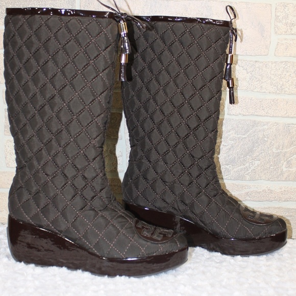NEW! Tory Burch Quilted Brown Snow Boots Size 10 - Picture 3 of 6