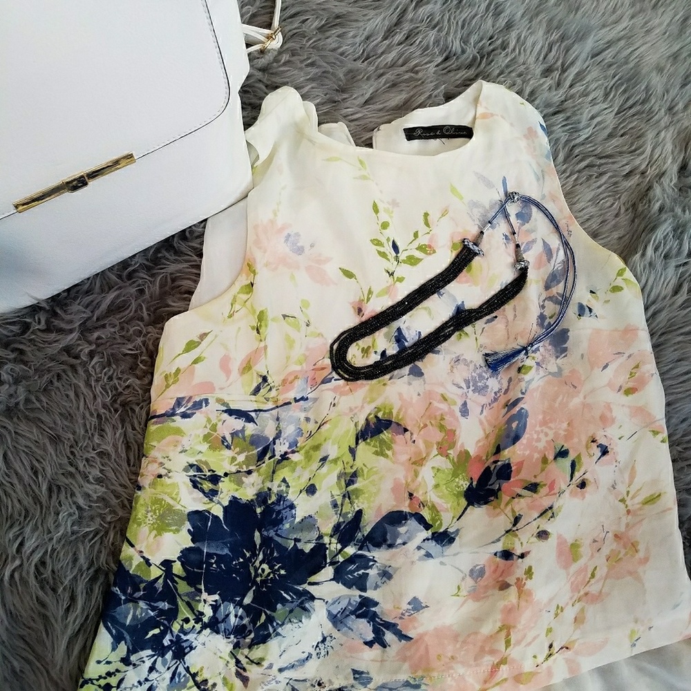 Rose and Olive Sleeveless Blouse