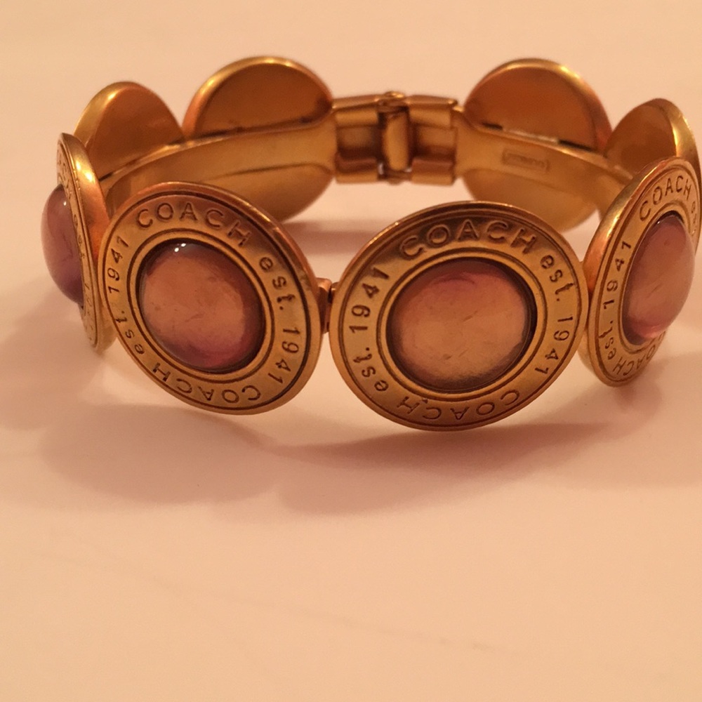 Coach Metal Cuff Bracelet with Glass Beads