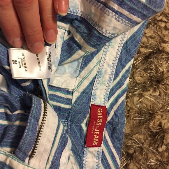 Blue Striped Guess Shorts size 26 - Picture 3 of 3
