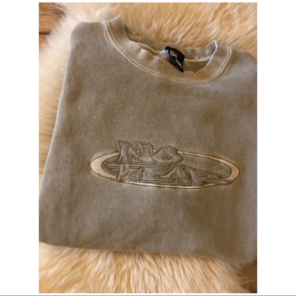 Vintage Tops - 🐰VTG Rare NO FEAR Distressed Taupe Crew//