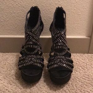 Jessica Simpson - black rhinestone heels