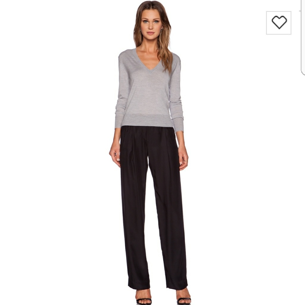 ATM Silk Wide Leg Pants Elastic Waist Black NWT