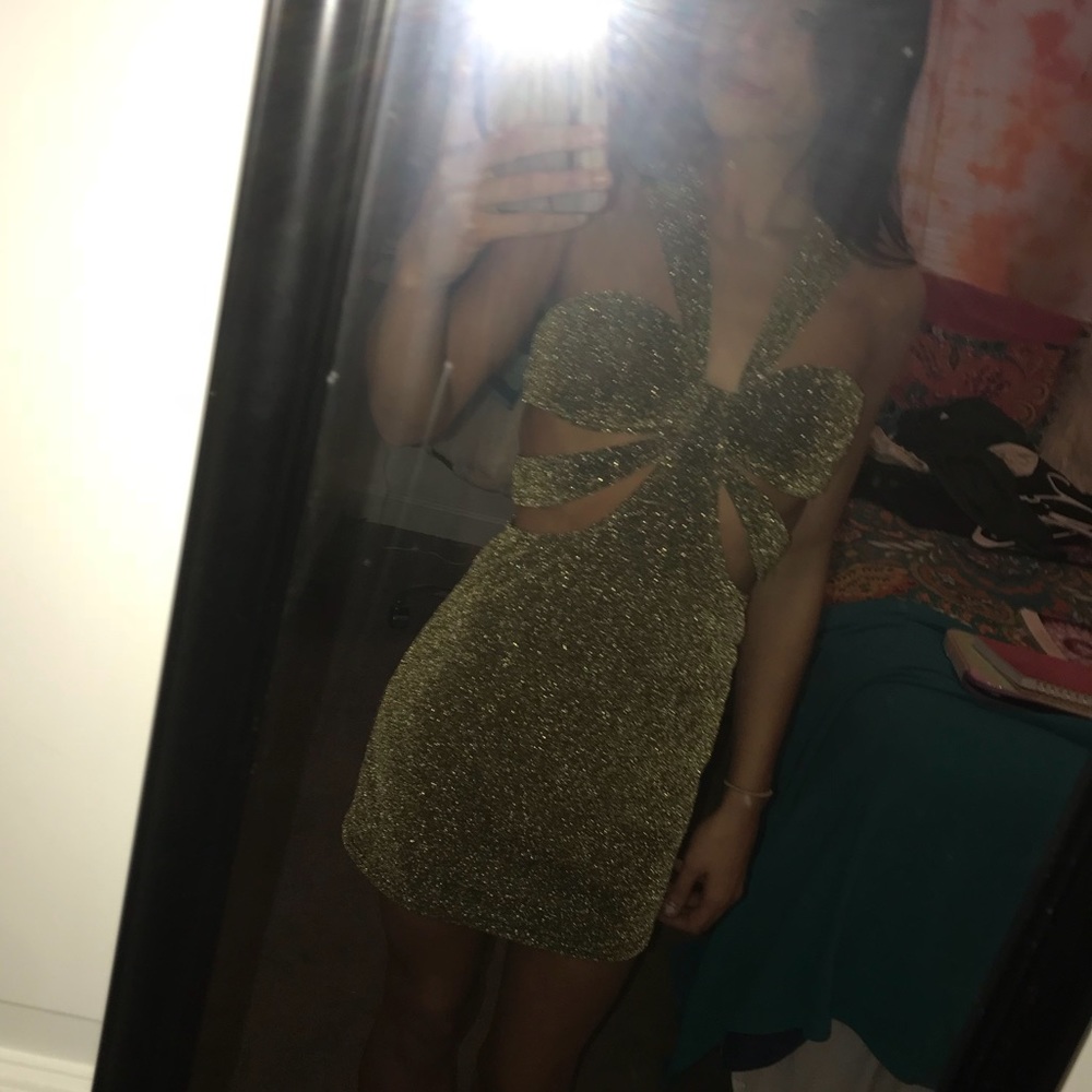 sparkly gold cut out dress!