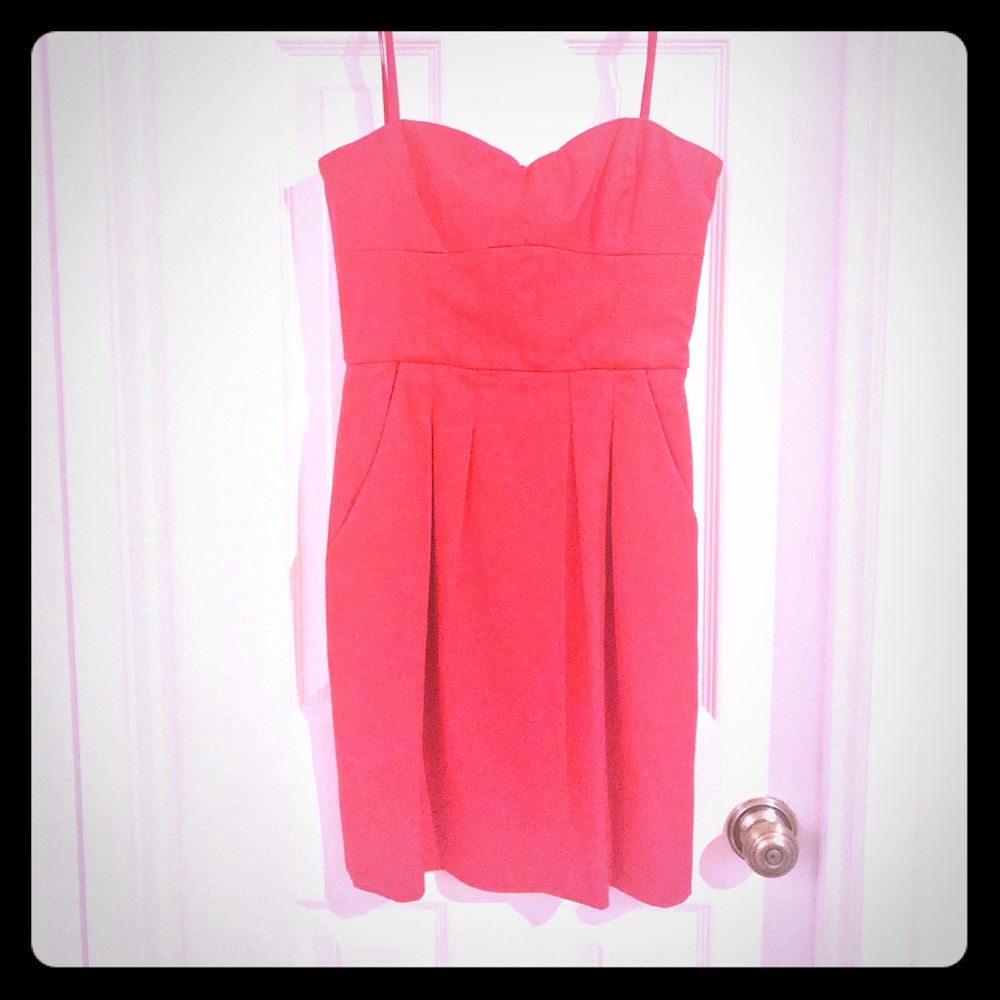 Bcbg coral strapless dress size 2